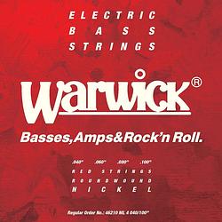 Foto van Warwick 46210 ml red strings nickel-plated steel 4-string medium light .040-.100 elektrische basgitaarsnaren