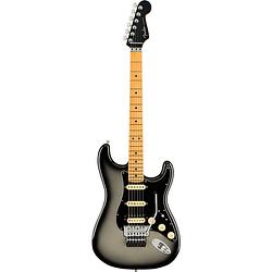 Foto van Fender american ultra luxe stratocaster hss fr silverburst mn elektrische gitaar met koffer
