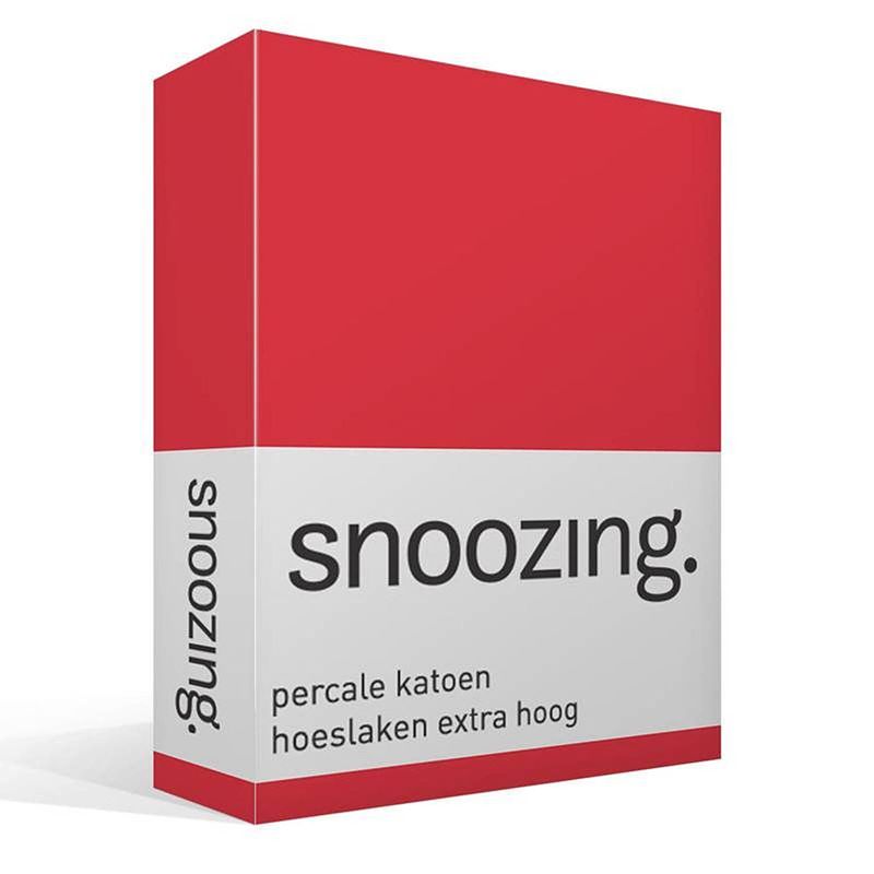 Foto van Snoozing - hoeslaken - percale katoen - extra hoog - 120x200 - rood