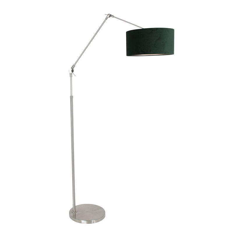 Foto van Steinhauer vloerlamp prestige chic 8103st staal kap groen velours