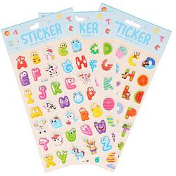 Foto van Stickervelletjes - 3x - 34 sticker letters a-z - gekleurd - alfabet - stickers