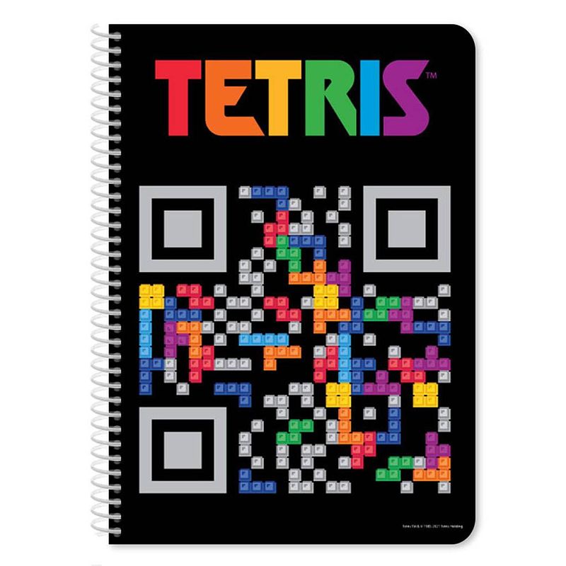 Foto van Spiral schrift tetris qr junior 17x25 cm papier zwart 60 pagina's