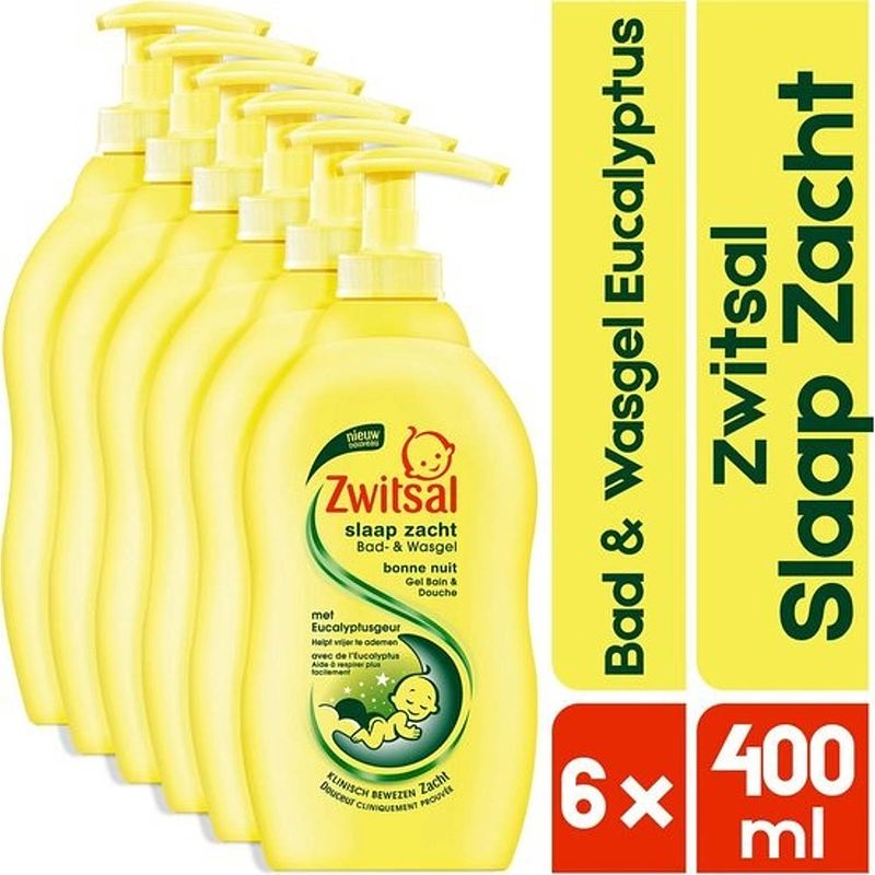 Foto van Slaap zacht eucalyptus - bad & wasgel - met pompje 6x 400ml