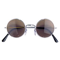 Foto van Hippie flower power sixties ronde glazen zonnebril bruin - verkleedbrillen