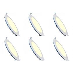 Foto van Led downlight slim 6 pack - inbouw rond 6w - dimbaar - warm wit 3000k - mat wit aluminium - ø120mm