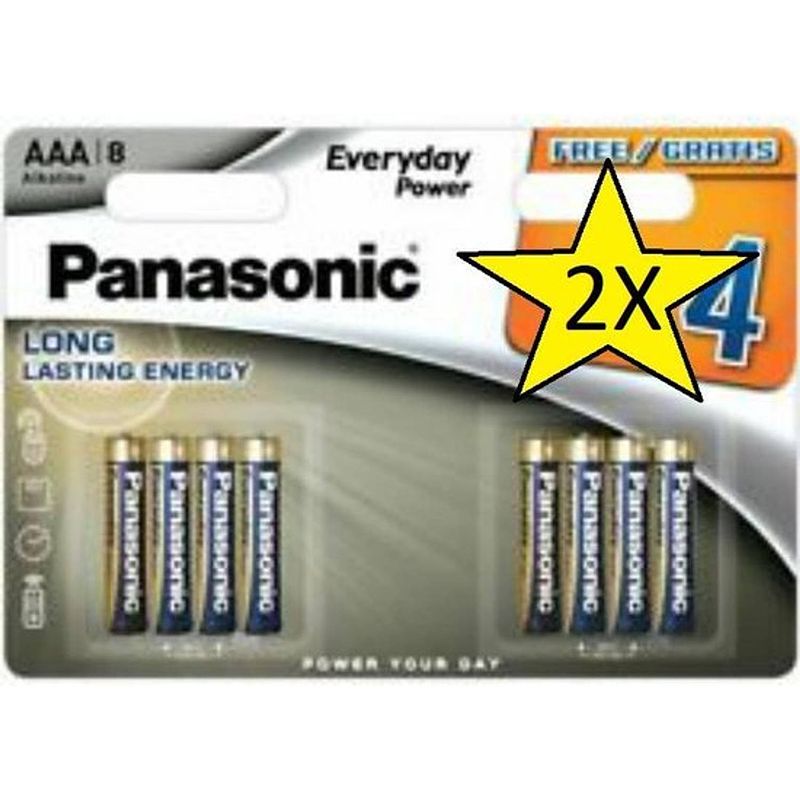 Foto van 2 blisters (16 batterijen) panasonic alkaline everyday power aaa