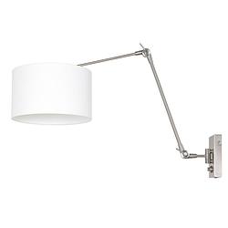 Foto van Steinhauer wandlamp prestige chic 8108 staal kap wit linnen