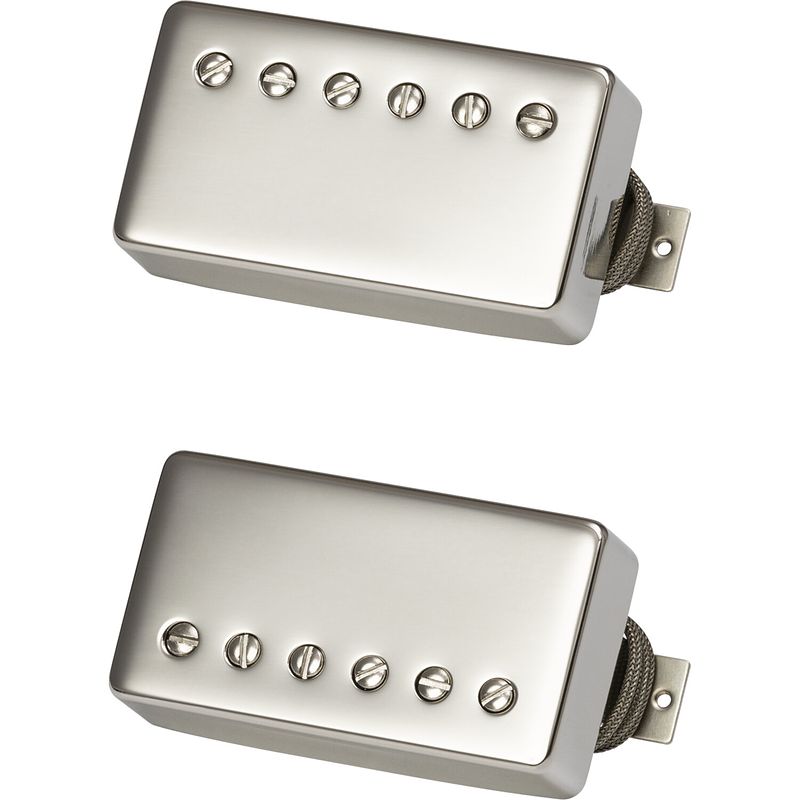 Foto van Gibson custombucker matched set double black nickel covers set van 2 humbucker elementen