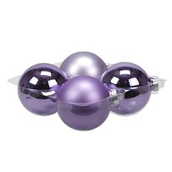 Foto van 4x stuks glazen kerstballen amethyst paars 10 cm mat/glans - kerstbal