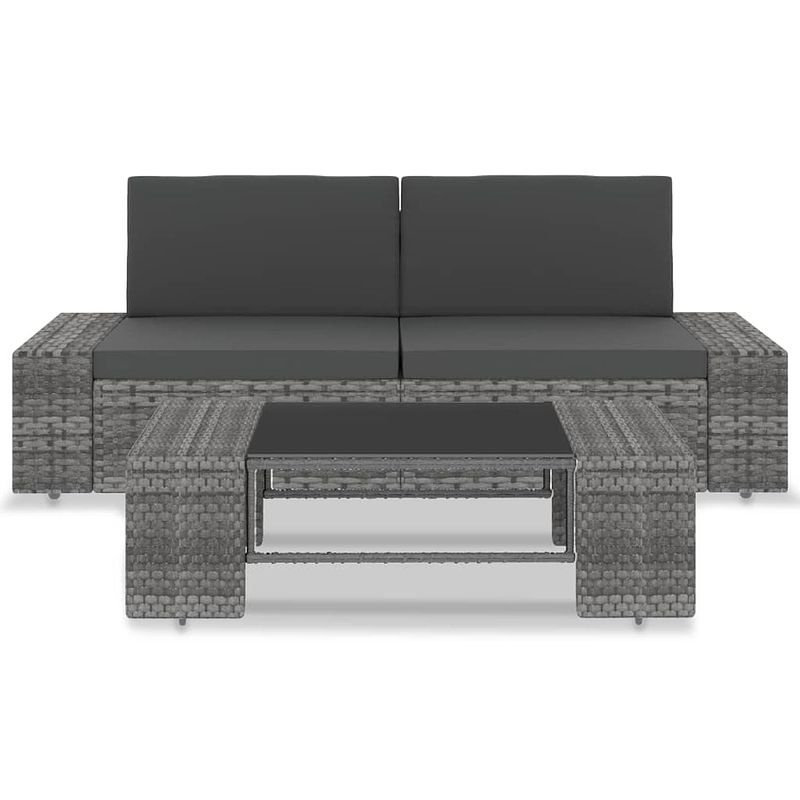 Foto van Infiori 3-delige loungeset poly rattan grijs