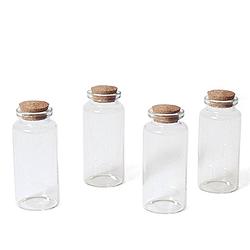 Foto van 32x kleine transparante glazen flesjes met kurken dop 38 ml - decoratieve flessen