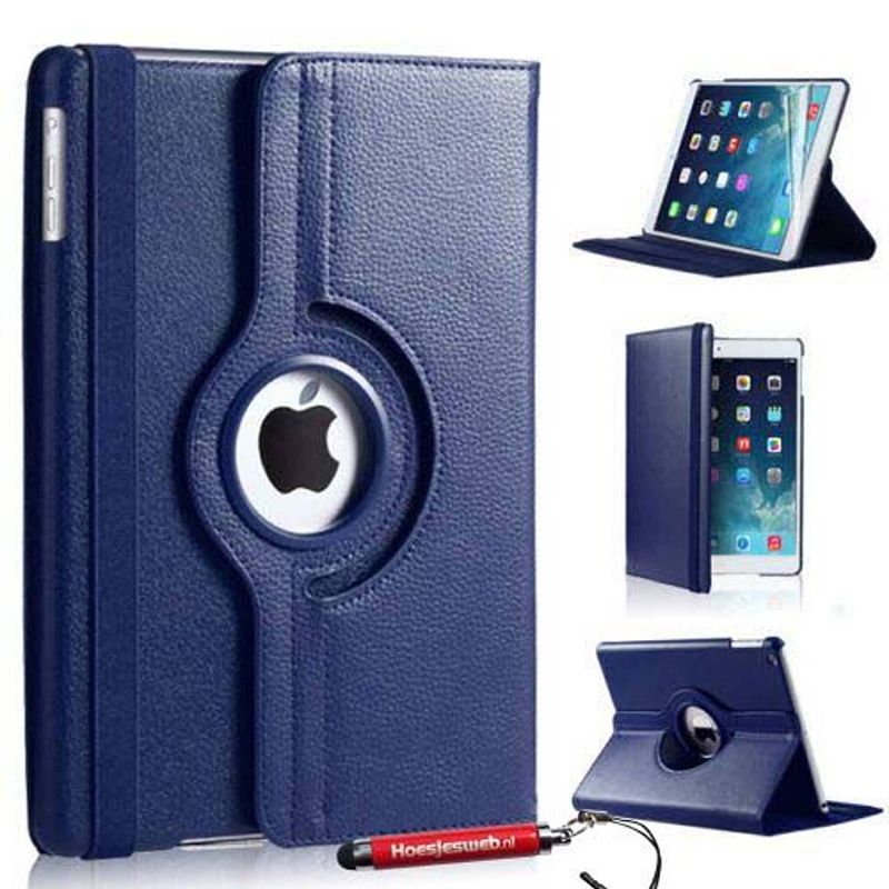 Foto van Donker blauwe 360 graden draaibare hoes ipad 2/3/4 met hoesjesweb stylus - ipad hoes, tablethoes