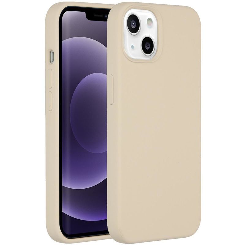 Foto van Accezz liquid silicone voor apple iphone 13 telefoonhoesje beige