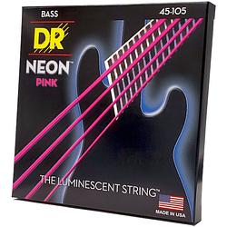 Foto van Dr strings npb-45 hi-def neon pink 45-105 set snaren voor elektrische basgitaar