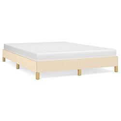 Foto van The living store bedframe - duurzaam - bedframe - afmeting- 203 x 143 x 25 cm - kleur- crème - materiaal- stof -