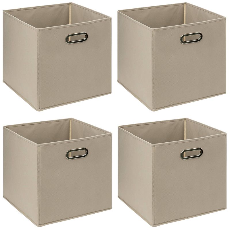 Foto van Set van 4x opbergmand 29 liter taupe linnen 31 x 31 x 31 cm - opbergmanden