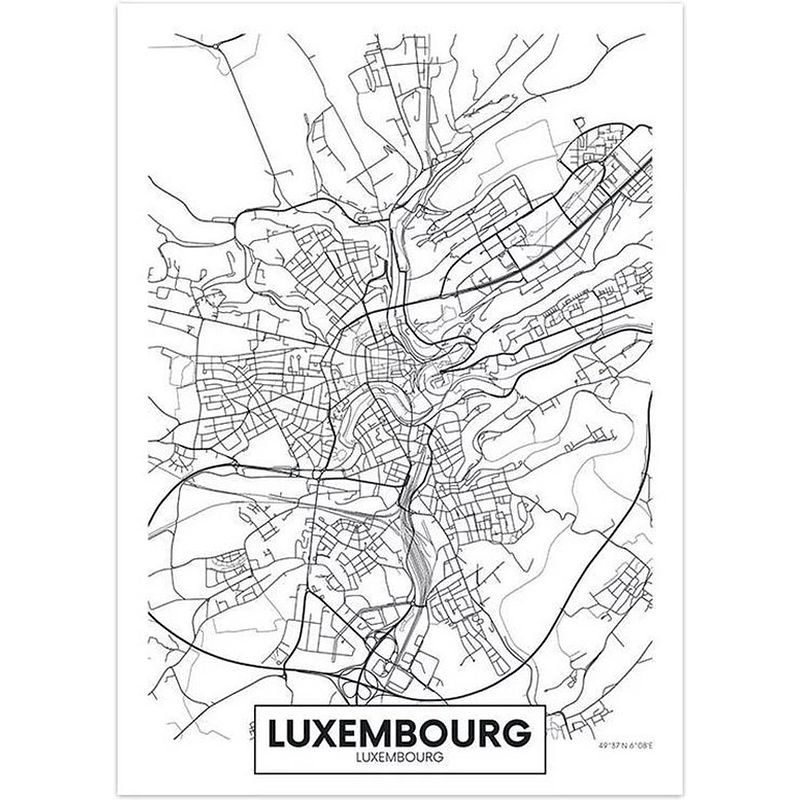 Foto van Canvas city map luxembourg 30x40cm