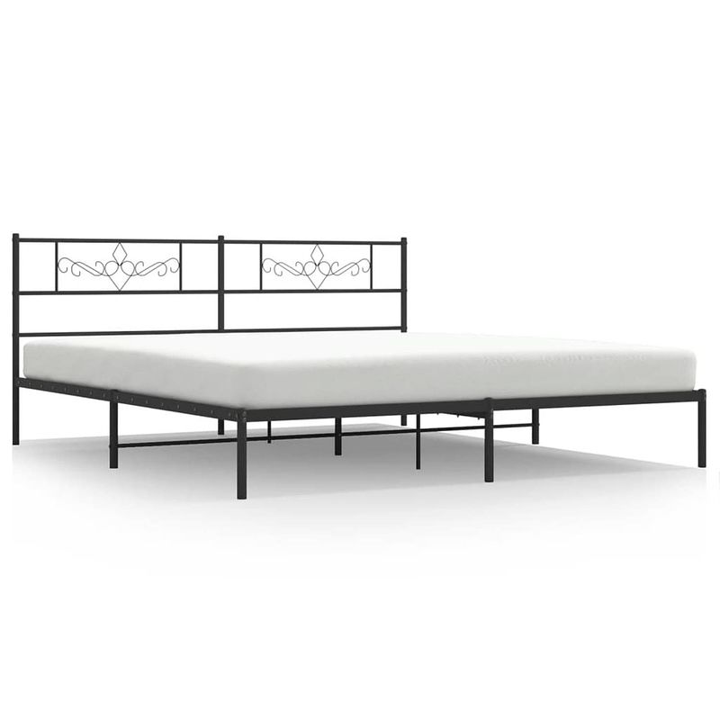 Foto van Vidaxl bedframe met hoofdbord metaal zwart 183x213 cm