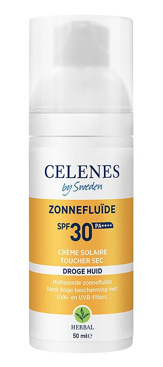 Foto van Celenes by sweden herbal sun dry touch fluïde spf30+ zonnecrème