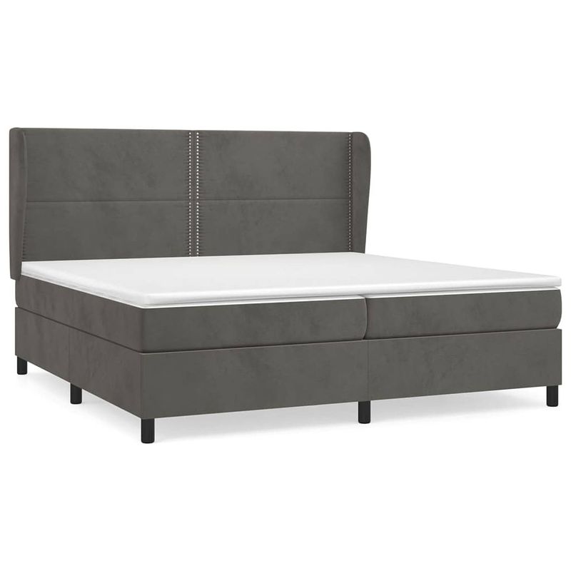 Foto van The living store boxspringbed donkergrijs fluweel - 203x203x118/128 cm - pocketvering