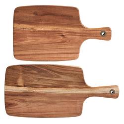 Foto van 2x rechthoekige acacia houten snij/serveerplanken 32/42 cm - snijplanken