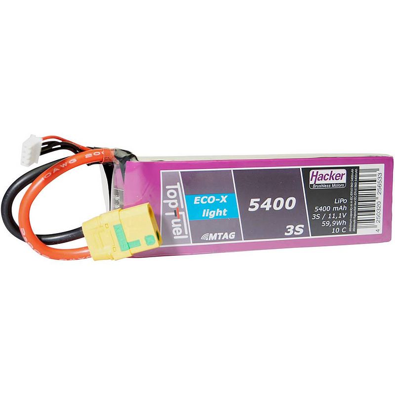 Foto van Hacker lipo accupack 11.1 v 5400 mah aantal cellen: 3 10 c softcase xt90