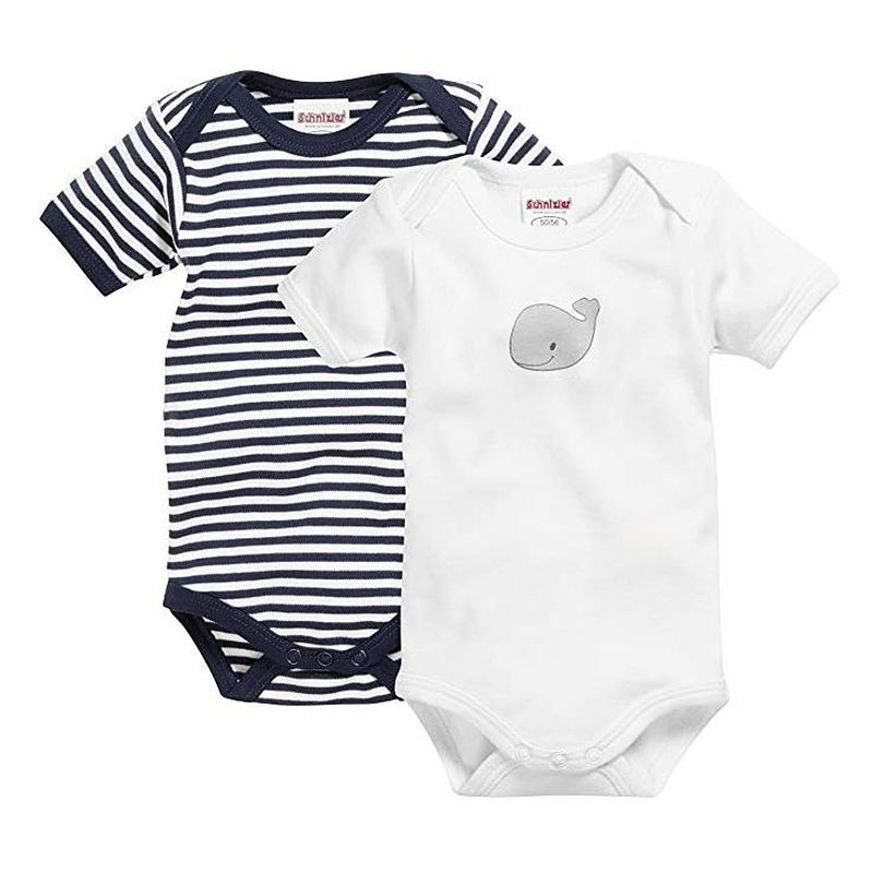 Foto van Playshoes romper walvis korte mouw navy/wit 2 stuks mt 62/68