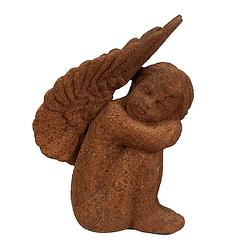 Foto van Clayre & eef decoratie beeld engel 15 cm bruin polyresin religious sculpture bruin religious sculpture