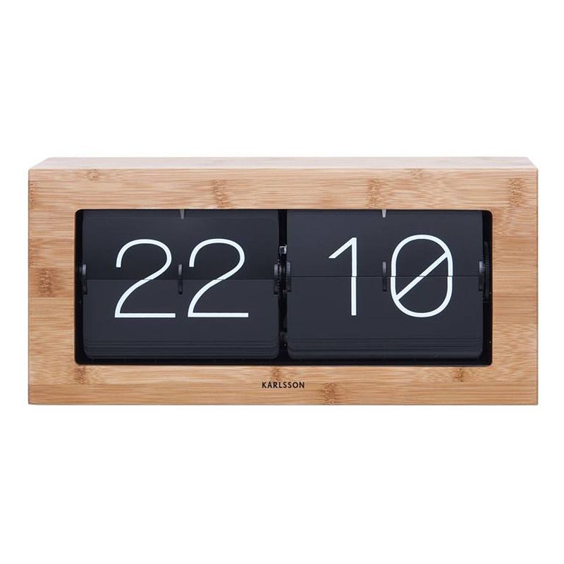 Foto van Karlsson - tafelklok flip clock boxed - hout - bruin