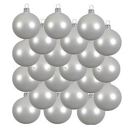 Foto van 18x glazen kerstballen glans winter wit 8 cm kerstboom versiering/decoratie - kerstbal