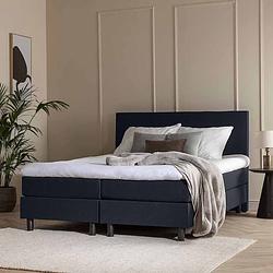 Foto van 2-persoons boxspring julia comfort - navy - blauw 160x210 cm - pocketvering - inclusief topper - dekbed-discounter.nl