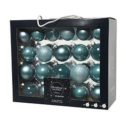 Foto van Kerstbal glas d7cm o.blauw ass 42st