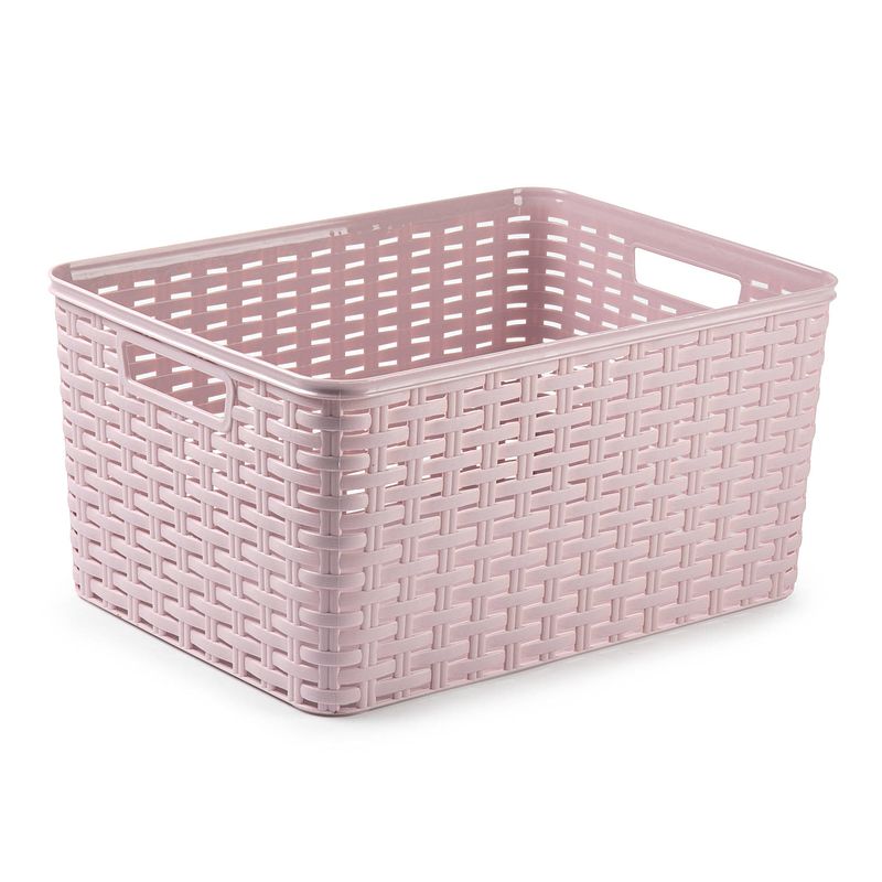 Foto van Plasticforte opbergmand/kastmandje - 18 liter - roze - kunststof - 28 x 38 x 19 cm - opbergbox