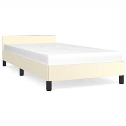 Foto van The living store bedframe crème kunstleer - 193 x 93 x 50 cm - multiplex lattenbodem