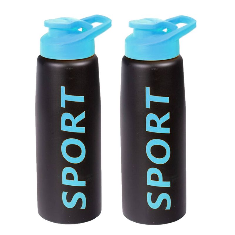 Foto van 2x stuks bidon drinkflessen/waterflessen kobalt blauw 850 ml - drinkflessen