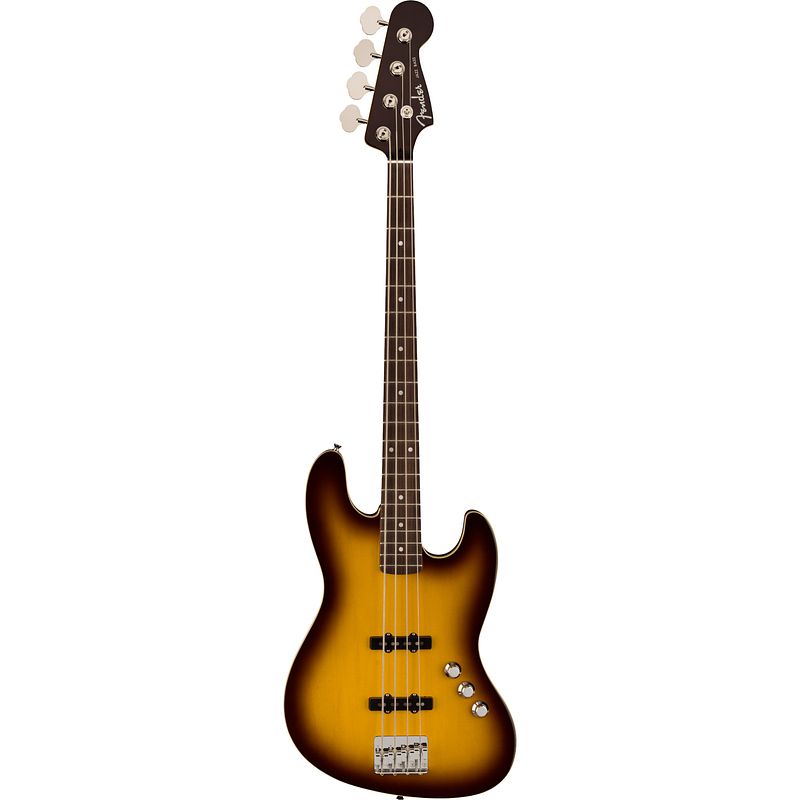 Foto van Fender aerodyne special jazz bass rw chocolate burst elektrische basgitaar met deluxe gigbag