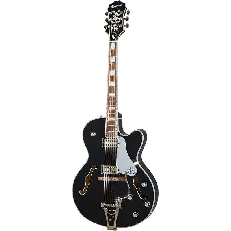 Foto van Epiphone emperor swingster black aged gloss semi-akoestische gitaar