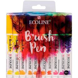 Foto van Talens markeerstiften ecoline brush pen kleurenassorti 20 stuks