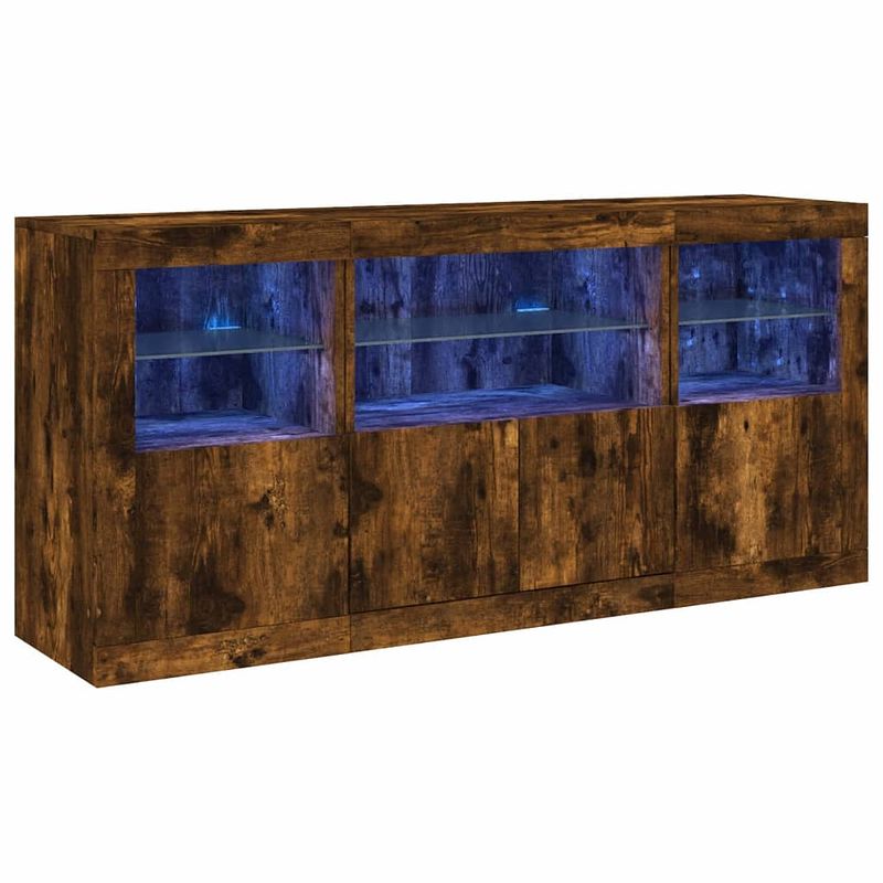 Foto van Vidaxl dressoir met led-verlichting 142,5x37x67 cm gerookt eikenkleur