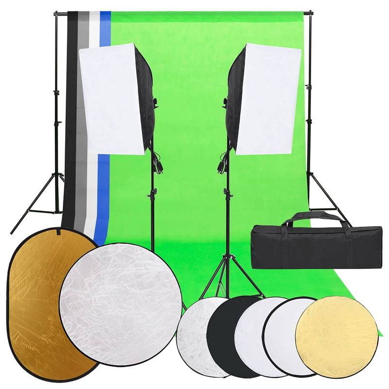 Foto van Vidaxl fotostudioset met verlichtingsset, achtergrond en reflector