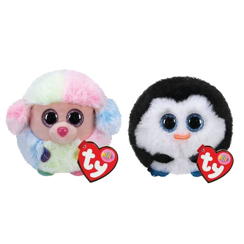 Foto van Ty - knuffel - teeny puffies - rainbow poodle & waddles penguin