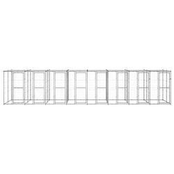 Foto van The living store hondenkennel - gegalvaniseerd staal - 880 x 220 x 180 cm - met dak en deuren