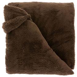 Foto van Droomtextiel zachte plaid justin bruin 150 x 200 cm - fleece deken - super zacht - warm en donzig - bank plaid
