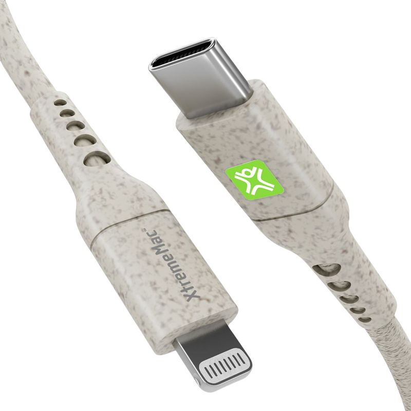 Foto van Xtrememac eco line usb c naar lightning kabel 2m kunststof crème