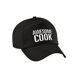 Foto van Awesome cook pet / cap zwart voor volwassenen - geweldige kok cadeau - verkleedhoofddeksels