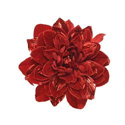 Foto van 1x stuks decoratie bloemen velvet rood op clip 16 cm - kunstbloemen