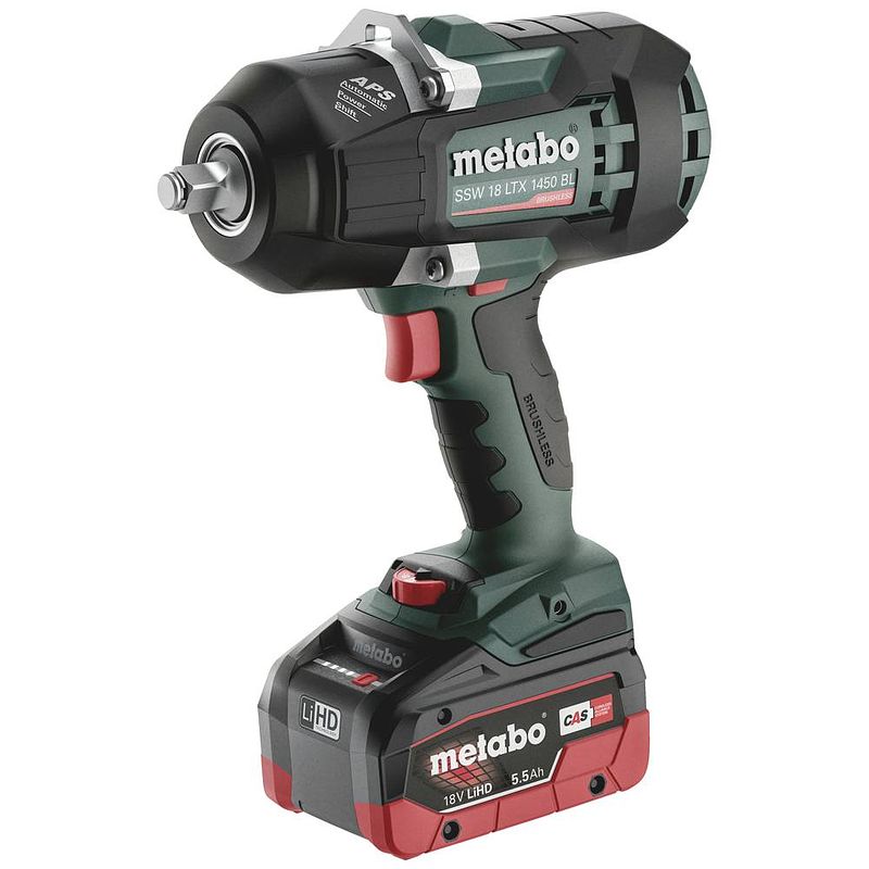 Foto van Metabo ssw 18 ltx 1450 bl 602401660 accu-slagmoersleutel 20 v lihd brushless, incl. 2 accus, incl. koffer, incl. lader