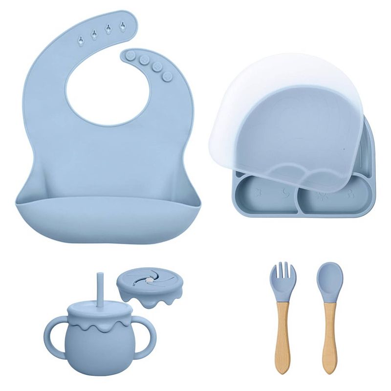 Foto van Dutsi - frosty cloud baby eetset: het complete 7-delige siliconen servies cadeau