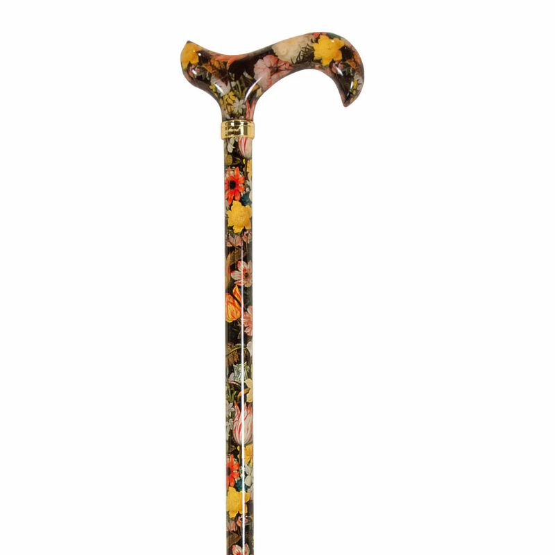 Foto van Classic canes verstelbare wandelstok - stil leven - bosschaert - aluminium - derby handvat - lengte 77 - 100 cm