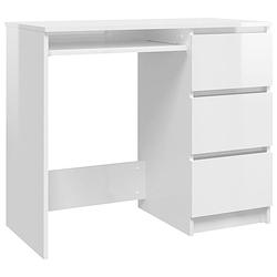 Foto van Vidaxl bureau 90x45x76 cm spaanplaat hoogglans wit